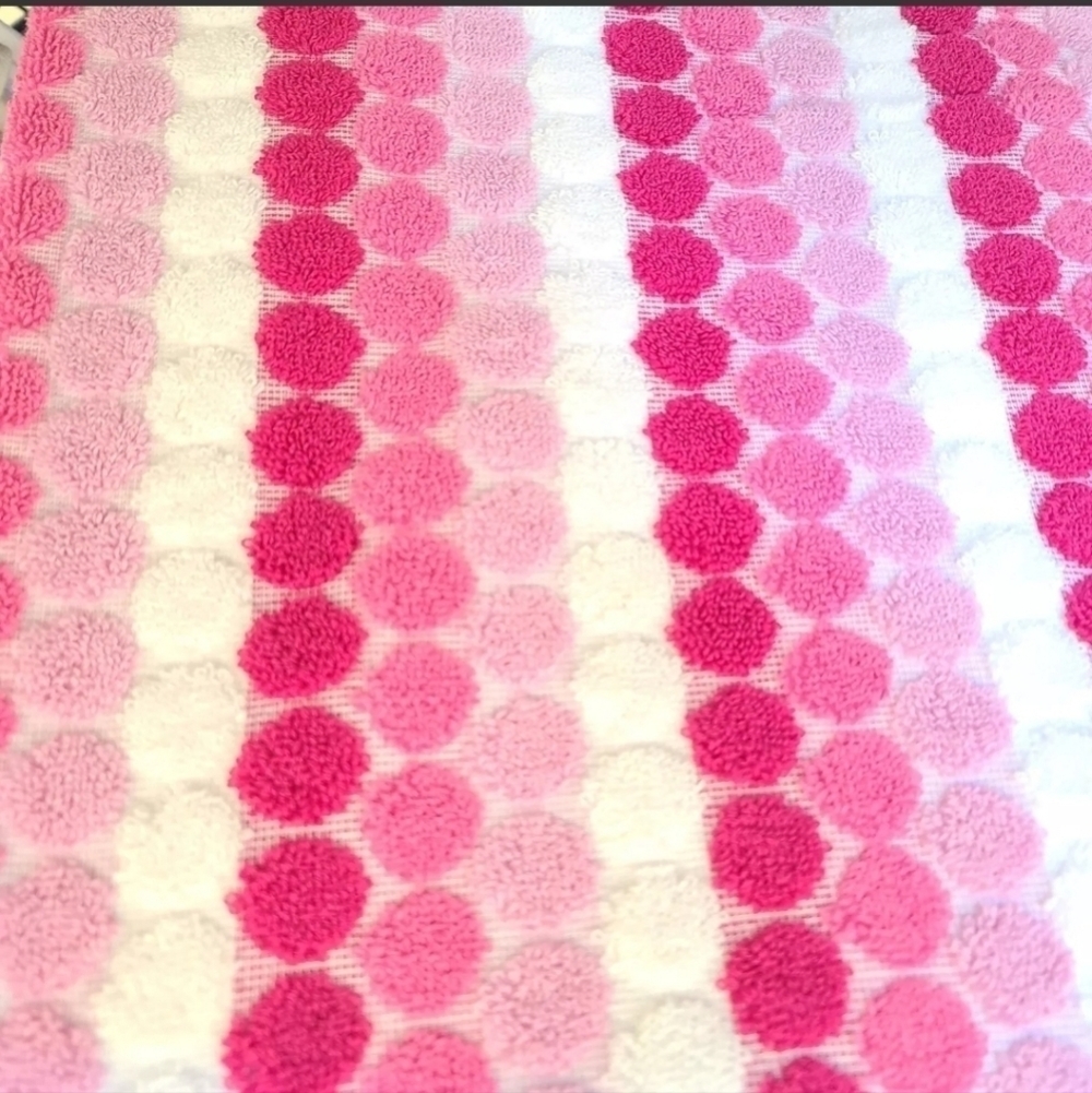 6pc Soho Living Bath Hand Tip Striped Dot Pink Ombre Towel Set New - Picture 3 of 11